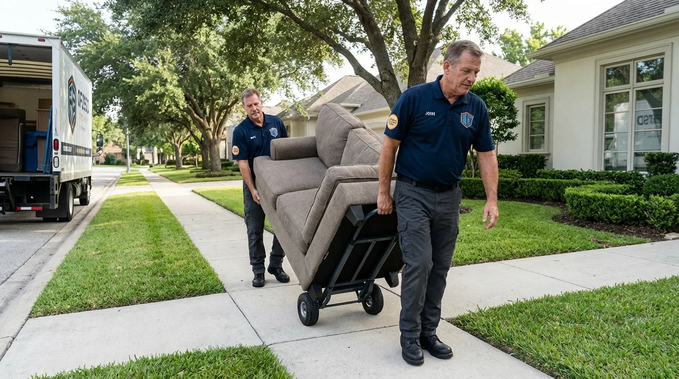 Local residential moving crew loading furniture in Collinsville, MS